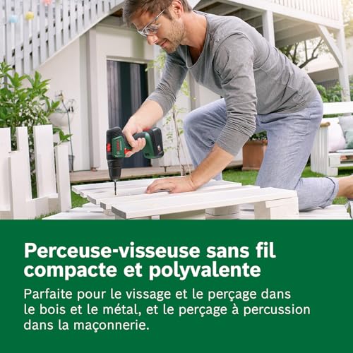 Bosch perceuse-visseuse sans fil UniversalDrill 18V (1 batterie, système 18 V, livré avec deux embouts de vissage et coffret)