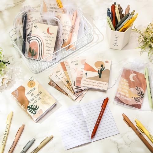 Image of Mooliwe 72 Pcs Positive Affirmation Gift Set Gratitude Notebooks with Pens Small Bags Motivational Encouragement Notepads Daily Affirmations Journal for Women Stress Relief Self Care (Rainbow)