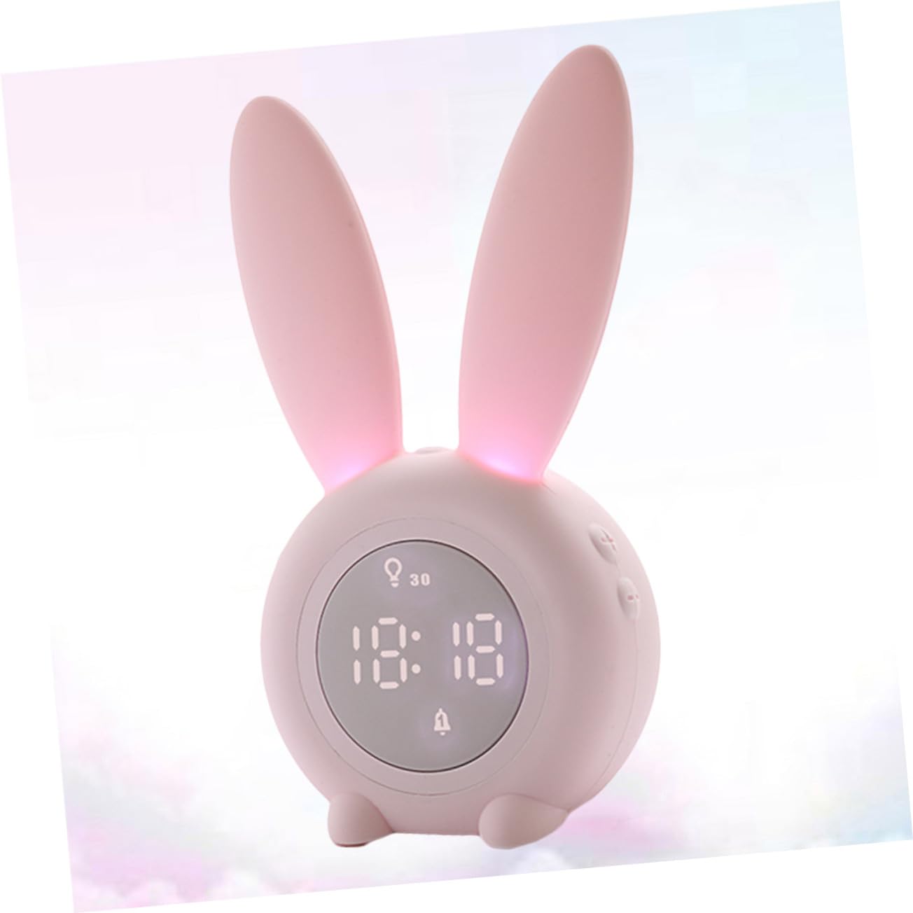 VALICLUD Reloj Despertador Infantil LED con Orejas de Conejo Recargable USB Magnético y Colgante Pequeño y Silencioso para Escritorio Color Rosa
