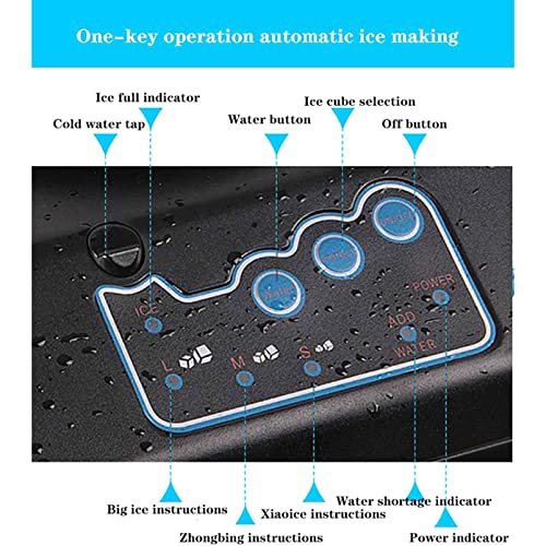 Máquina multifuncional para hacer cubos de hielo con función de agua fría, fabricadora de hielo que produce en 8-12 minutos, 25 kg/24 h, pantalla LED, portátil, hecha de acero inoxidable para uso doméstico o de oficina miniatura 4