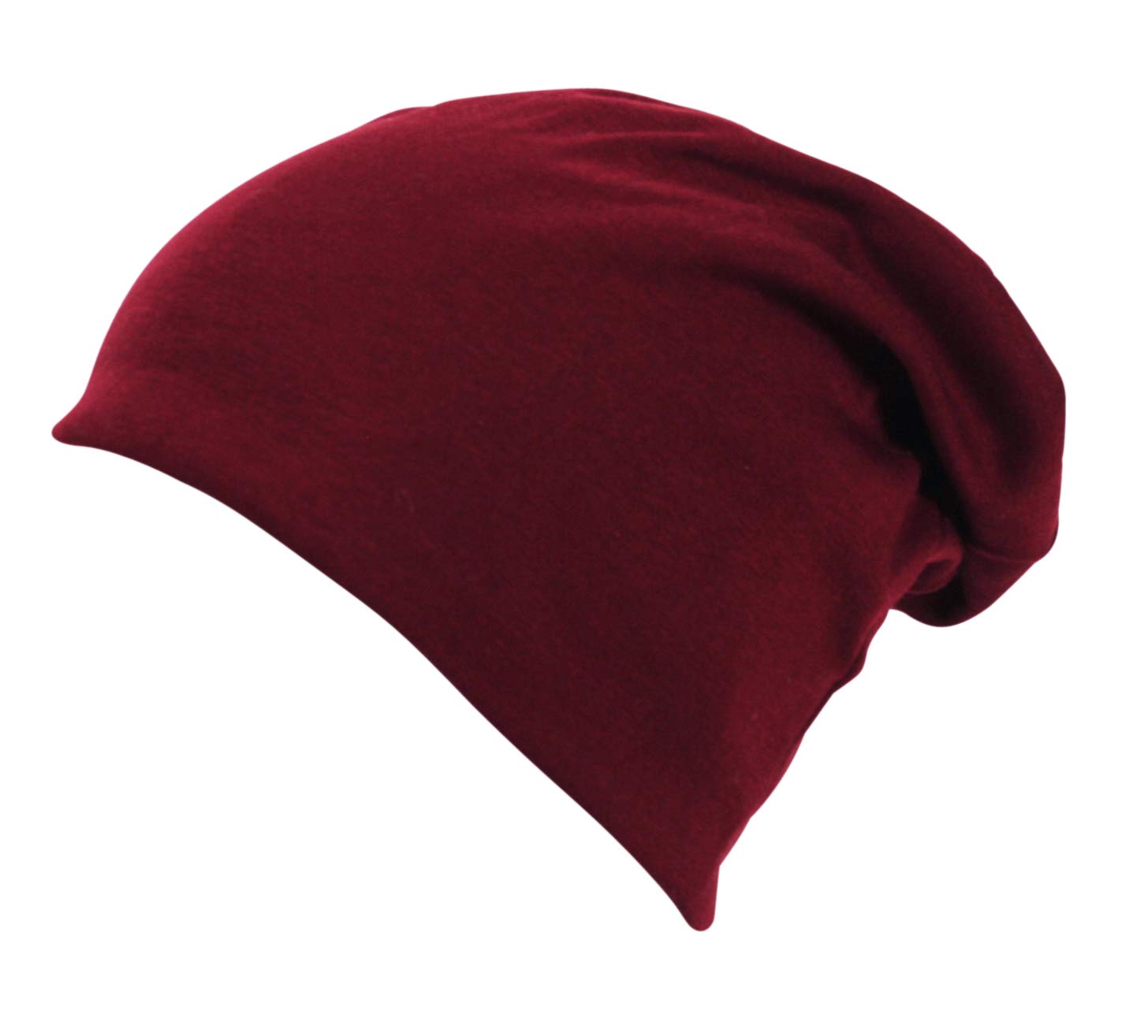 Itzu Men's Burgundy Jersey Slouch Beanie Hat Cap Oversized Ski Lined Winter Adults Unisex Black Grey (Burgundy)