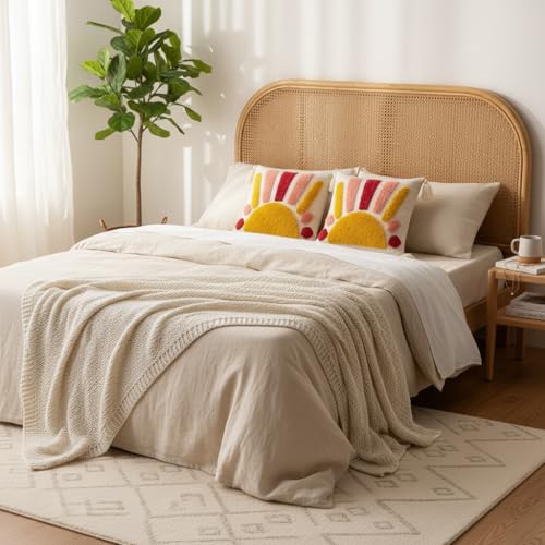 Image of RRC Boho Throw Pillows 16x16 Inch Set of 2 - Soft Mid Century Modern Decorative Pillow Covers, Aesthetic Cushion Cases for Couch, Sofa, Bed & Bedroom Decor (Orange, 16X16(Inches))