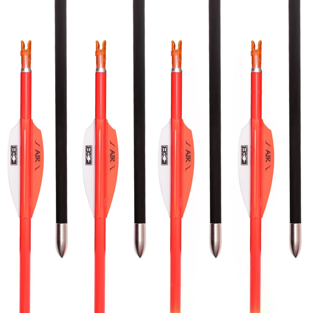 12 pcs Orange Pure-carbon Arrows with AIR Slot Vanes ID 4.2mm Spine 400 500 600 700 800 900 1000 Hunting & Practice Arrow (28inch,Spine 800)