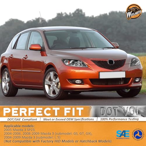 WEELMOTO 2004–2009 Mazda 3 Sedan Headlights | OEM Projector Replacement - Image 3