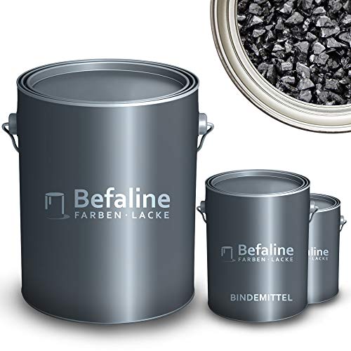 Befaline © BEFA-78 Steinteppich Set bis 2,5qm I 25kg Marmorkies Nero Ebano + 1,5kg Epoxidharz Bodenbeschichtung für Naturstein, Beton, etc. I fugenloser & pflegeleichter Boden für innen & außen