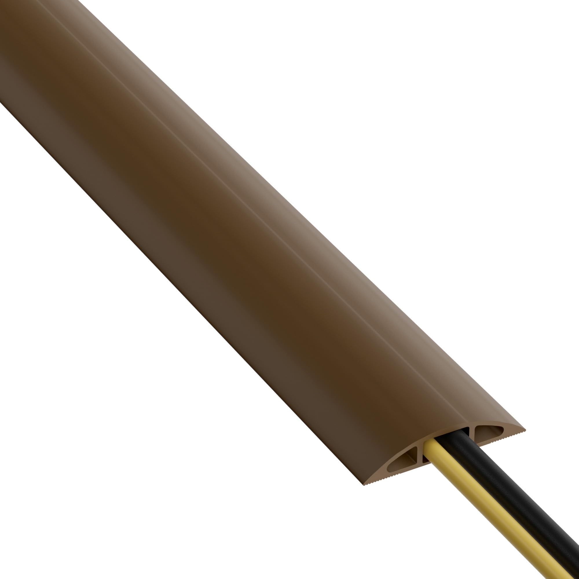 D-Line 6ft Floor Cord Cover, Floor Cable Protector, Extension Cord Cover, Protect Wires & Prevent Cable Trips, Cable Management Solution - Cord Cavity = 0.63" (W) x 0.31" (H) - Brown