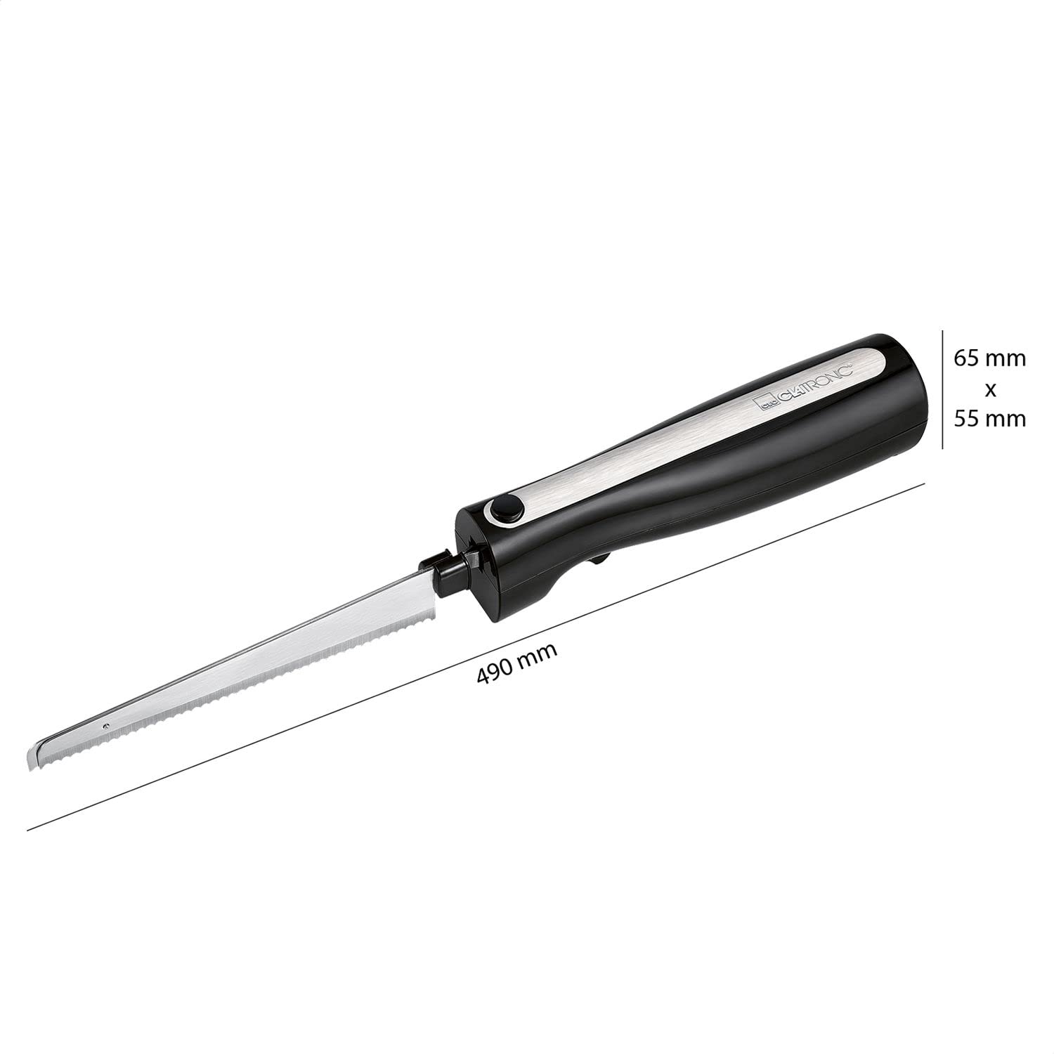 Couteau électrique pour viande et pain avec double lame en acier inoxydable, boîte et chiffon d'entretien inclus - Couteau électronique Moteur puissant de 120 watts - Silencieux Inoxydable Noir