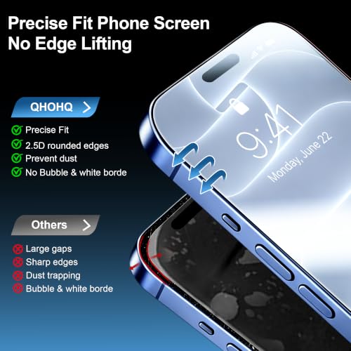 QHOHQ für iPhone 18 Pro für Panzerglas, 9H+ Schutzfolie, 3+3 Stück – Ansicht 4