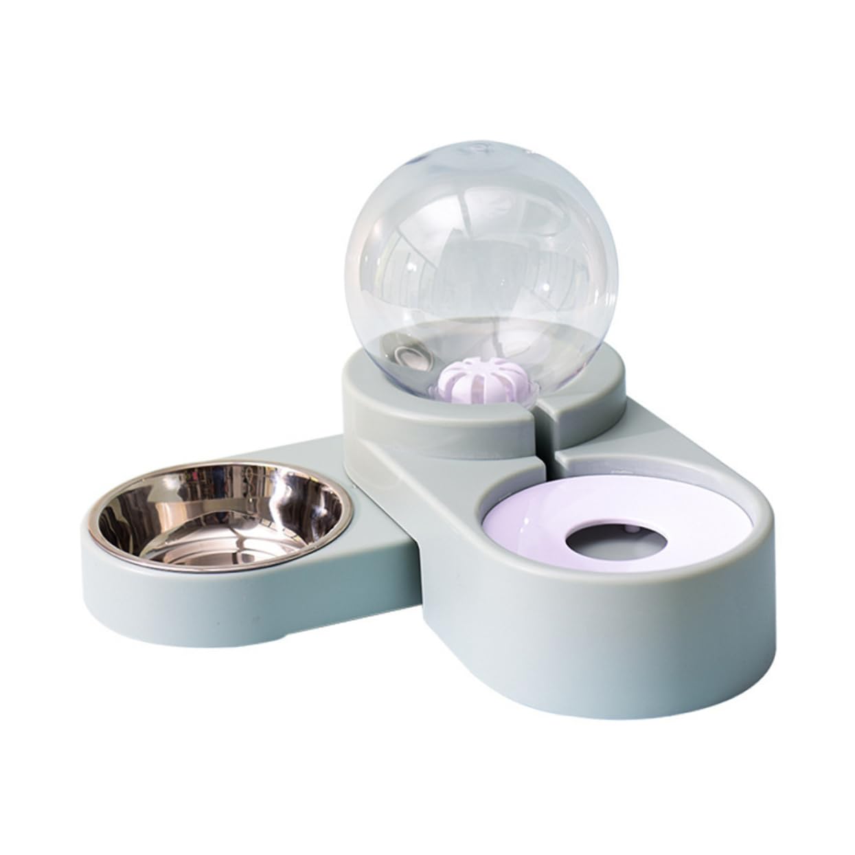 Katzenwasserspender mit Doppelnapf Automatischer Wasserspender Blau Pet