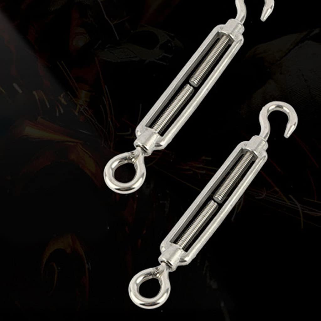 NGCG Silver Stainless Steel 304 Turnbuckles M6 Adjust Chain Rigging Hook & Eye Turnbuckle Wire Rope Tension Device Line OC Adjust Chain, M5