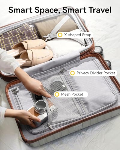 LUGGEX Carry On Luggage 22x14x9 Airline Approved, PC Expandable Hard Shell Suitcases with Spinner Wheels, 20 Inch, Charcoal Metallic - Image 6