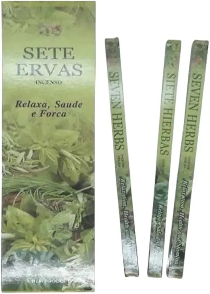 Kit de Incensos Indianos 7 Ervas para Limpeza Espiritual, 6 Unidades
