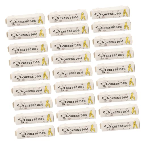 Cabilock 100Pcs Paper Hot Dogs Packing Box Food Packaging Tray for Events Parties and Celebrations for Sausages Snacks and More and