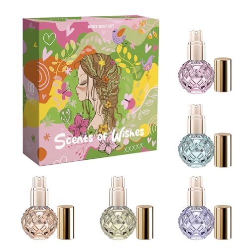 Body Mist Set for Girls Scents of Wishes - 5 Diamond-Shaped Glass Bottles Gold-Toned Finish 5 Exquisite Scents: Berries, Fruits, Citrus, Tropical Vibes,Floral; Fragrance Experience with Premium Design - Image 5