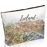 Luvsweets Ireland Makeup Bag Gifts - Ireland Travel Essentials, Ireland Themed Gift Cosmetic Bag, Ireland City Travel Bag with Zipper, Ireland Vocation Trip Gifts for Women Girls Traveller