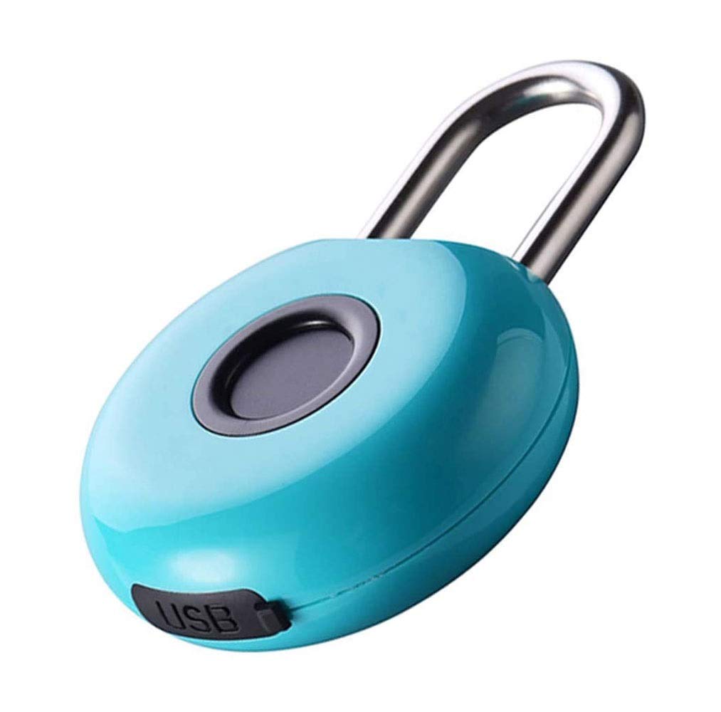 Fingerprint Lucchetto Smart Touch Metal Metal Metal Impermeabile IP65 Anti-Theft Intelligent per Sport Gym School out Door Fence Fence Hasp Storage Zaino Zaino Valigia Bagaglio, Blu