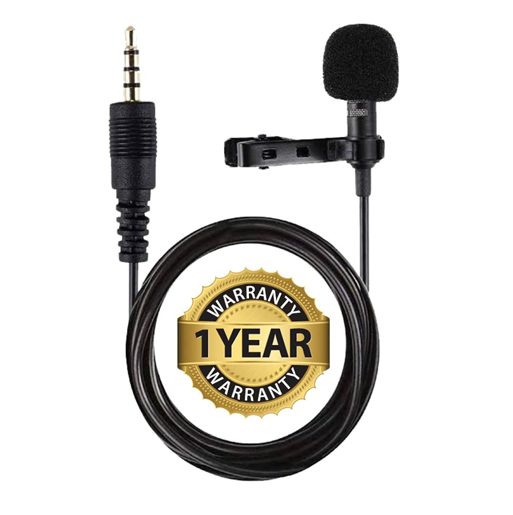 TEZAVISION[Buy 1 Get 1 Free Collar Mic Pro Microphone for YouTube Recording, 3.5mm Jack Clip-on Mic, Mini Mic for Recording, Mic for Mobiles Phones