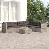 CIADAZ Set de Muebles de jardín 6 pzas y Cojines ratán sintético Gris, Conjunto Jardin Exterior, Muebles Jardin Exterior, Conjunto Terraza, Terraza Exterior Chill out, Garden Furniture 3187202