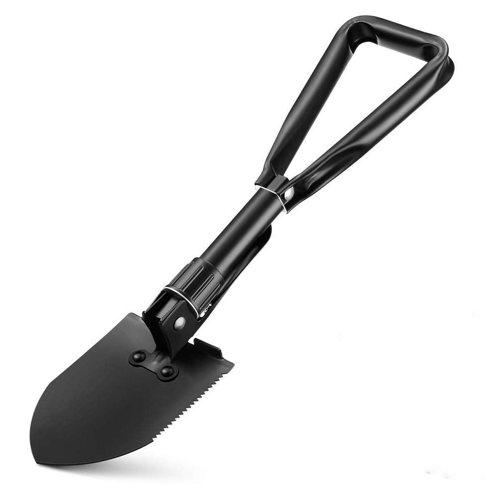Portable Folding Shovels, Collapsible Camping Shovel with Nylon Carrying Pouch and High Carbon Steel Handle, Compact and Multi-Functional Tool