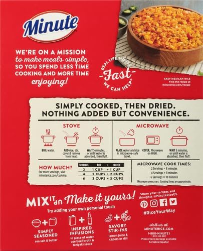 Image of Minute Instant White Rice, 72-Ounce Box, Light and Fluffy, for Quick Dinner Meals (Pack of 4)