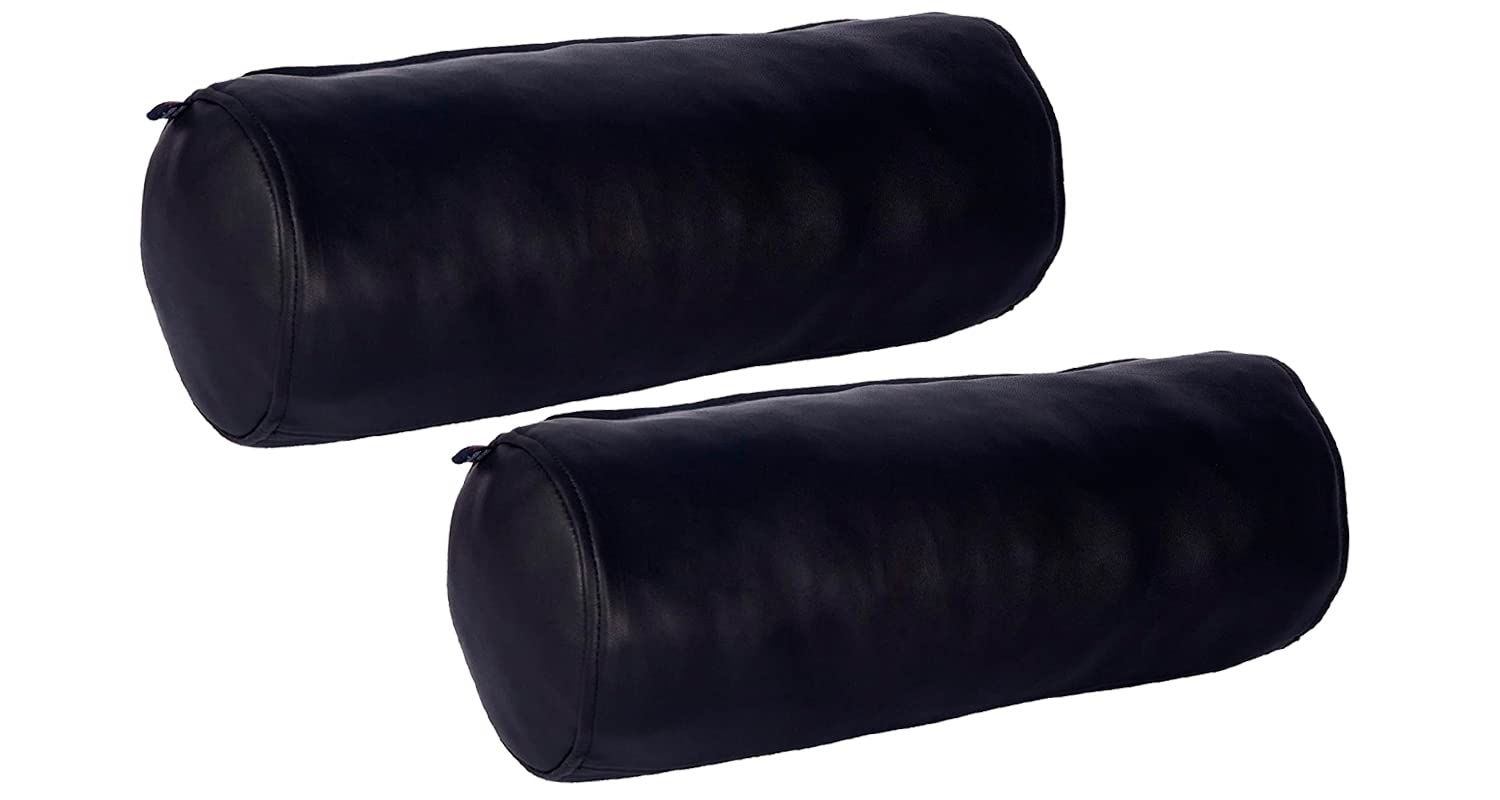 D DOLLY LAMB Round Cervical Roll Cylinder Bolster Pillow Cover | Ergonomically Designed for Head, Neck, Back, and Legs, Ideal for Spine and Neck Support, 7x20 Inches, Black Pack of 2