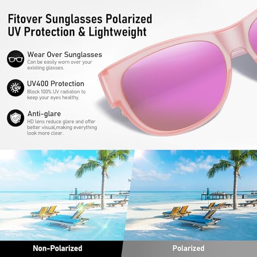 Image of HAOLOTA Sunglasses that Fit-Over Glasses Women Polarized, Trendy Cat Eye Sunglasses Wear Over Glasses, UV Protection