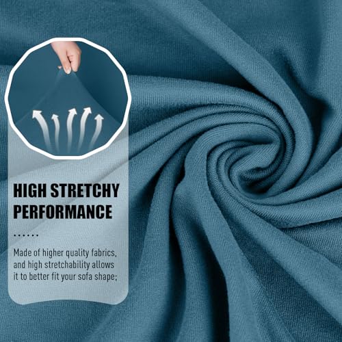 Image of TAOCOCO Stretch Recliner Loveseat Cover 2 Pieces Couch Covers for 2 Seat Reclining Sofa, Soft Polyester Fabric Washable Furniture Protector Loveseat Couch Cover with Pockets (2 Seat, Turquoise Blue)