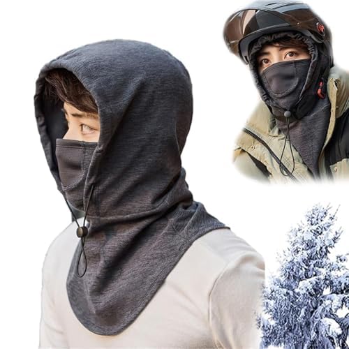 KASTWAVECycling Cold Protection Mask, Cold Weather Fleece Ski Mask, Adjustable Warm Face Cover Hat Cap, Face Cover Scarf, Neck Warmer Scarf Helmet Hood for Men and Women, Grey