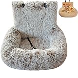 Dog Bed for Car, Car Seat for Dogs - Fluffy Safety Pet Seat with Removable Cushion, Travel Dog Bed for Small & Large Dogs, Easy to Clean & Install in All Vehicles (Coffee, 28 * 23in)