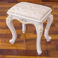 Vanity Stool, Retro Makeup Dressing Bench with Solid Wood Legs, Thick