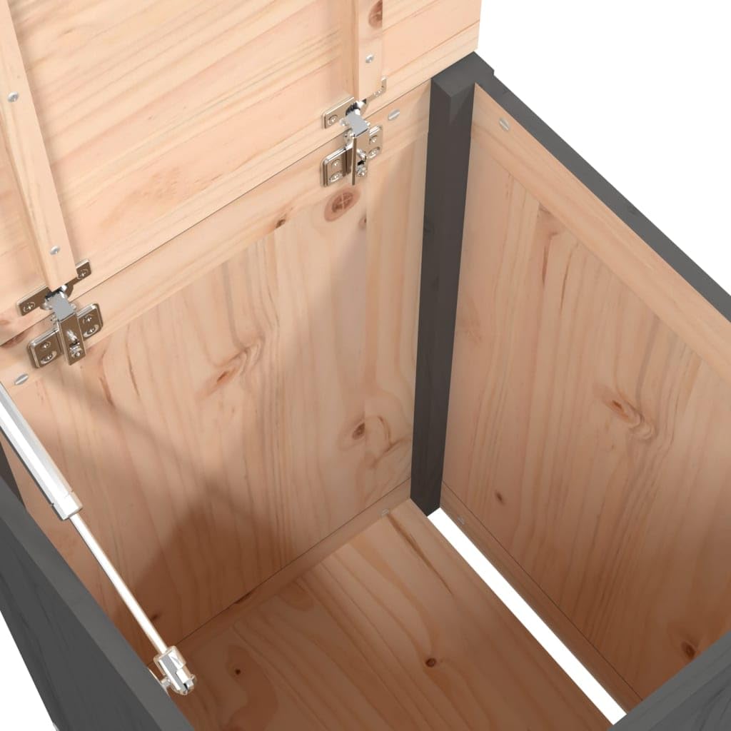 Wäschetruhe aus massivem Kiefernholz, Wäschebox mit Deckel und Gasdruckfeder, Wäschekorb für Badezimmer, Aufbewahrungsbox 44x44x66 cm Grau