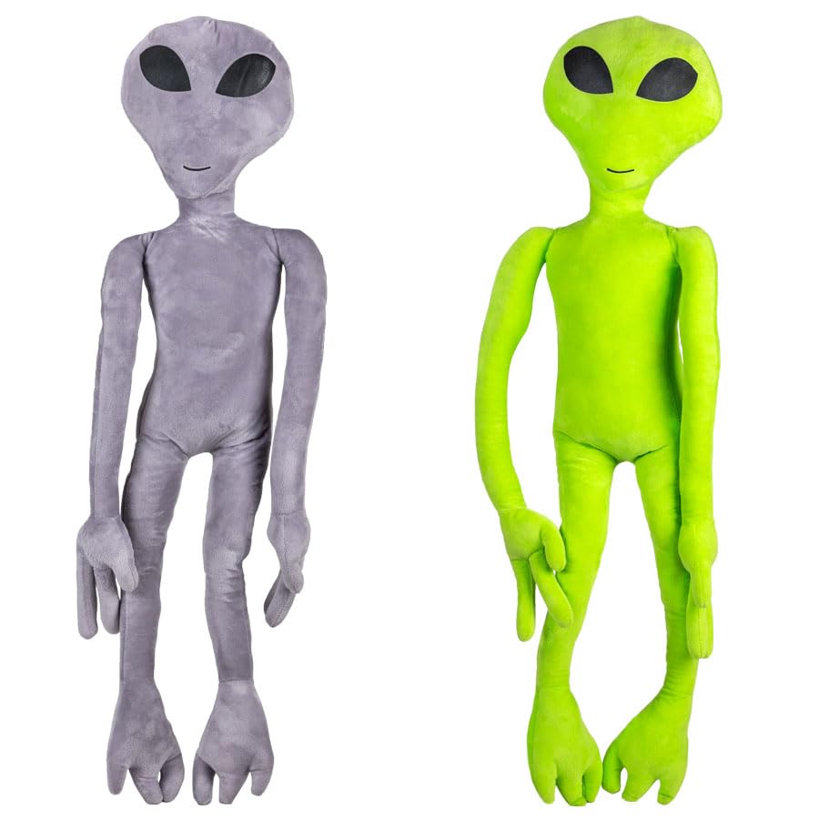 Alien Plush Toy, 18 inch Stuffed Figure, Gray or Green Colors, Glow-in-The-Dark Eyes- Alien Stuffed...