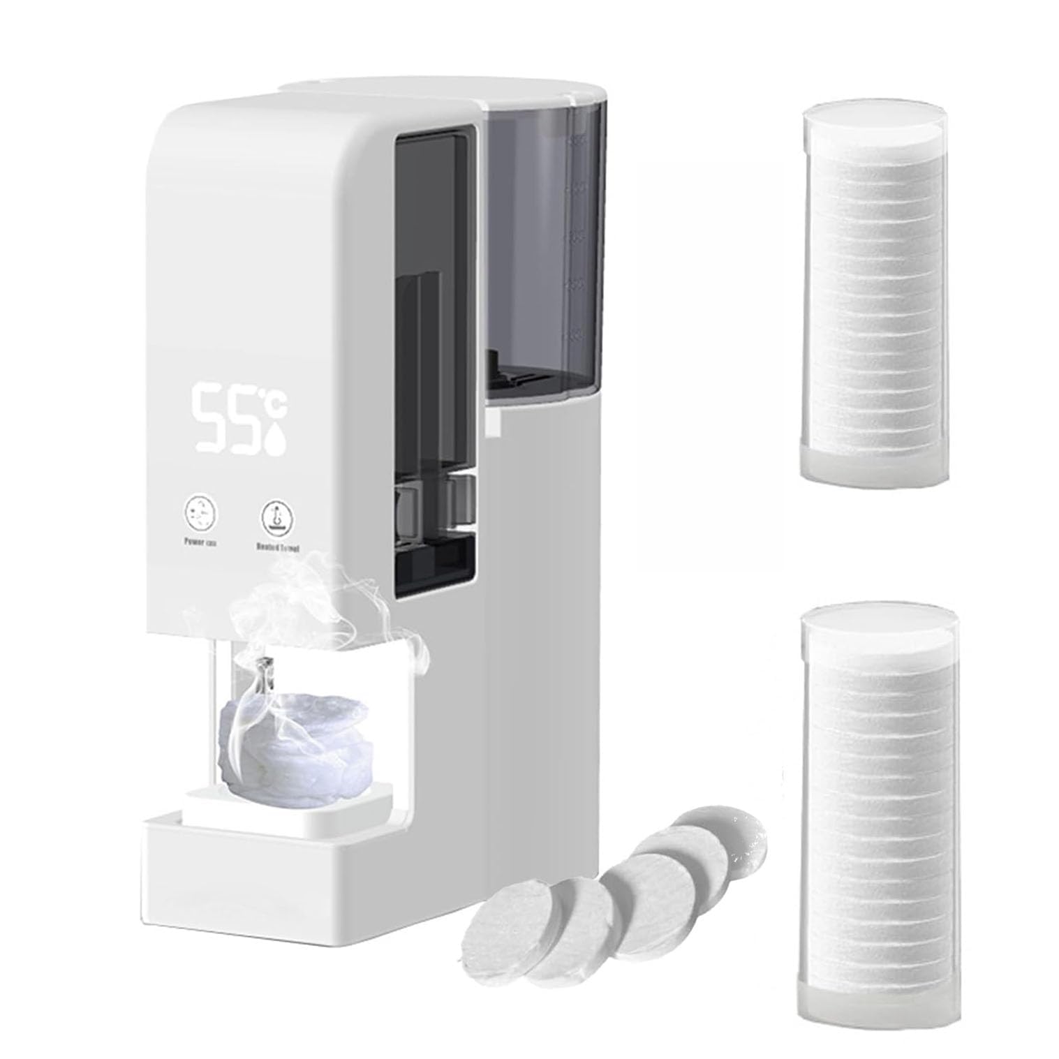 Macchina Riscaldatore di Asciugamani per Il Viso, Dispenser di Asciugamani Caldi, Riscaldamento in 5 S, Scaldasalviette A Temperatura Costante di 55°c USA E Getta con 100 Asciugamani Compressi