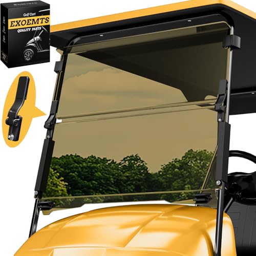5MM Thick EZGO TXT Golf Cart Windshield Fits 1995-2013, Fordable Tinted EZGO TXT Windscreen with Heavy Duty Hinge, 40.7