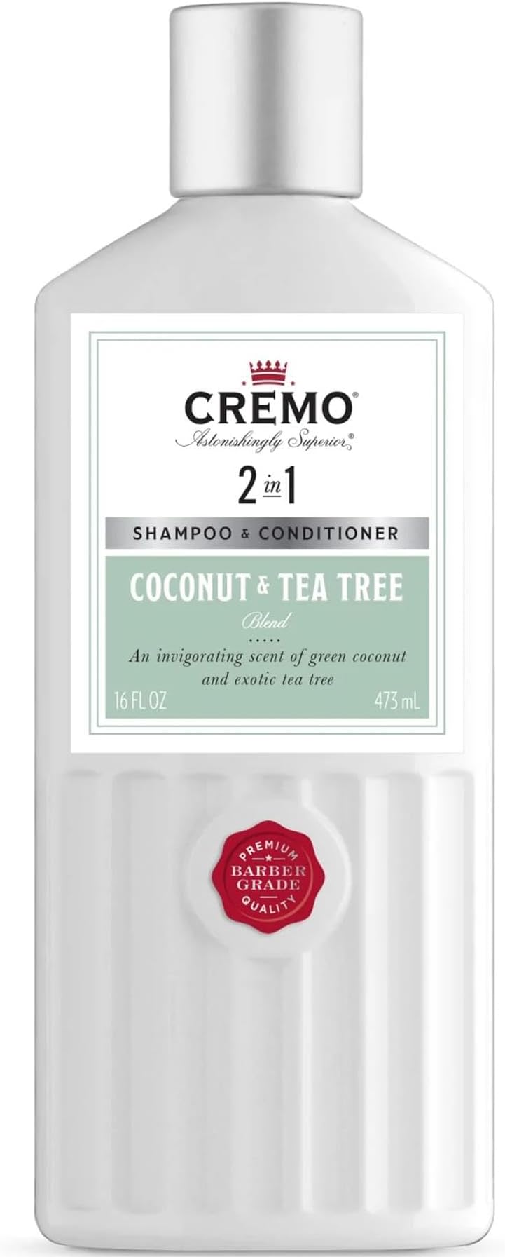 Cremo 2-in-1 Shampoo + Conditioner, Coconut Tea Tree Blend, 16 fl oz