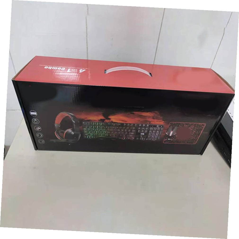 SHINEOFI Tastiera Mouse Gaming Retroilluminati con Cuffie Ergonomiche e Tappetino USB Wired per Computer e Ufficio Sostituzione Perfetta per Giocatori