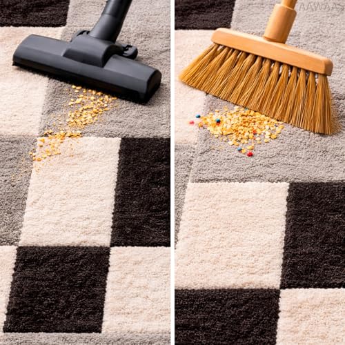 Image of 3D Shaggy Polyester Carpet Rug Runner Area Mats for Bedroom /Living Area /Home with Anti Slip Backing Soft /Fluffy Hight Pile - (3D Black B, 6x9 feet)