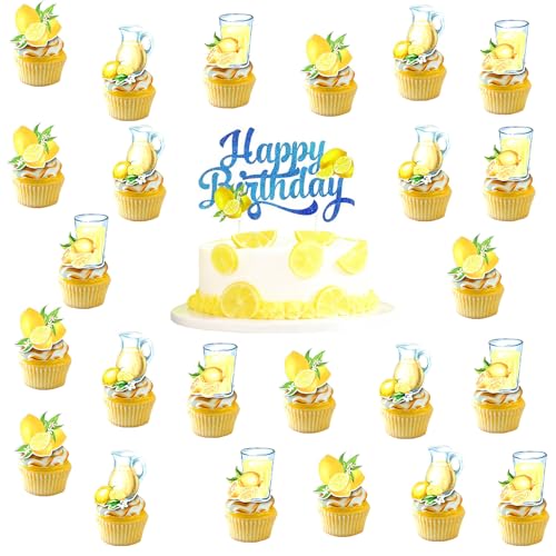 Tourima Décoration de cupcake Happy Birthday citron