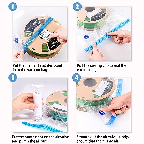 Image of OVV3D Filament Storage Bags Kit 66pcs, 3D Printer Filament Storage 30 Bags Vacuum Sealed Kit with 30pcs Desiccant, Hand Pump, Perfect for 3D Filament Storage or Using After Filament Dryer Box