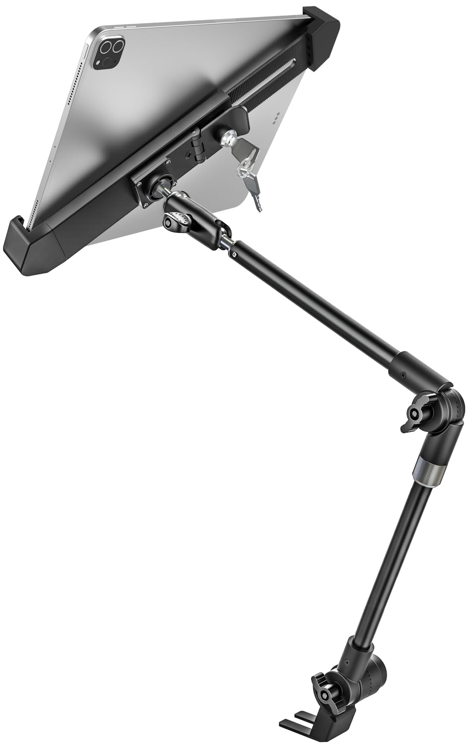 woleyi Anti-Theft Seat Rail Tablet Mount for Car/Truck, Heavy Duty Car Floor Bolt Tablet Holder, Vehicle Front Seats Stand with Security Lock and Key