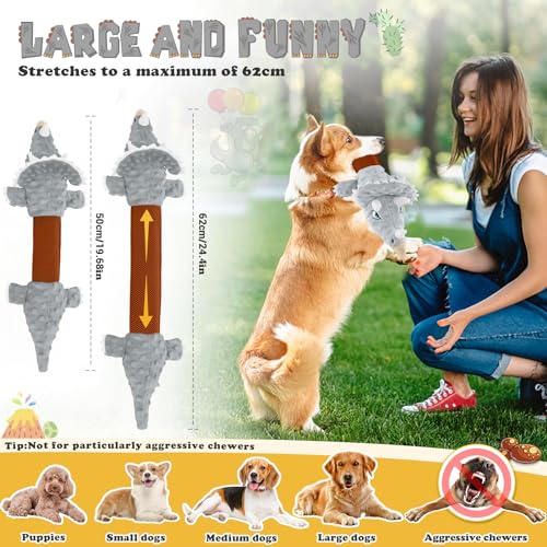 ROSAUI Hundespielzeug für große Hunde, großes interaktives Hunde Spielzeug, quietschendes Hundespielzeug Dinosaurier, Plüsch Hunde Spielzeug für kleine, mittlere und große Hunde.