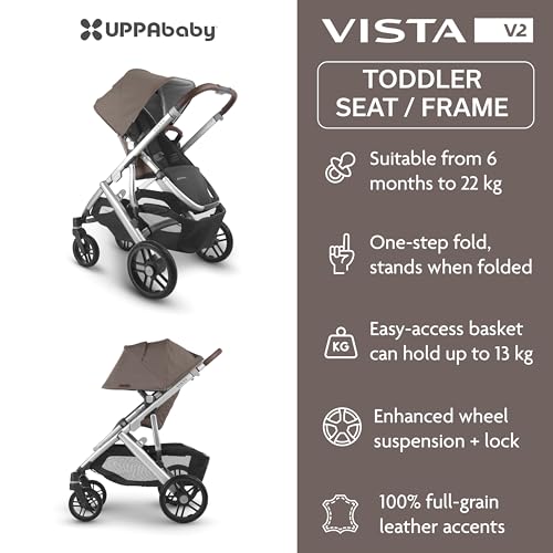 UPPAbaby Vista V2 Pushchair – Theo – All in One, Convertible Baby Stroller, Includes Car Seat Adapter & Toddler Seat, Pushchair Accessories, One Step Fold, Suitable from Baby to Toddler - 3