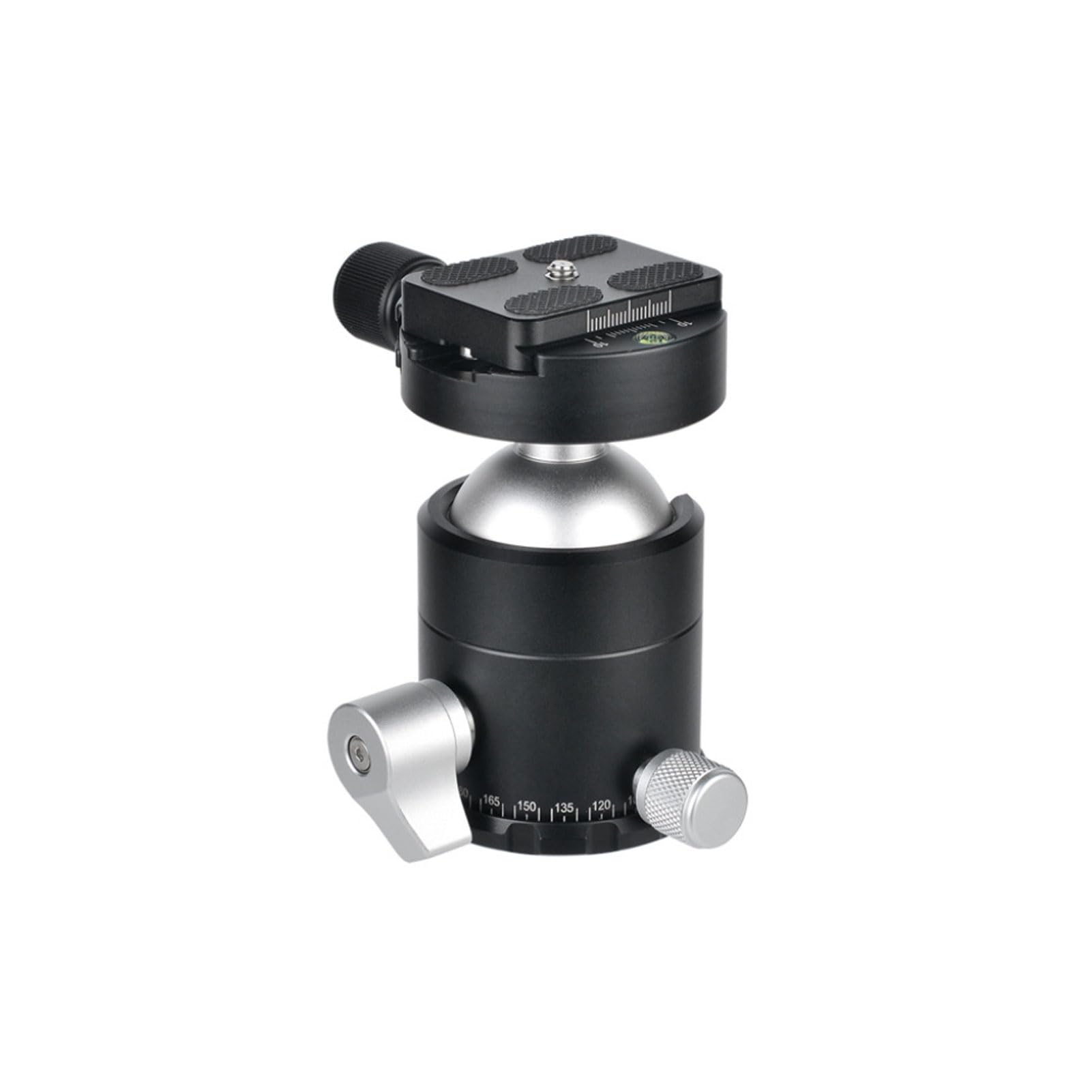 Akozon Testa a Sfera in Lega di Alluminio, Testa Panoramica per Treppiede da 44 Mm con Piastra a Sgancio Rapido da 1/4" e Livella a Bolla, per Fotocamere DSLR e teleobiettivi.