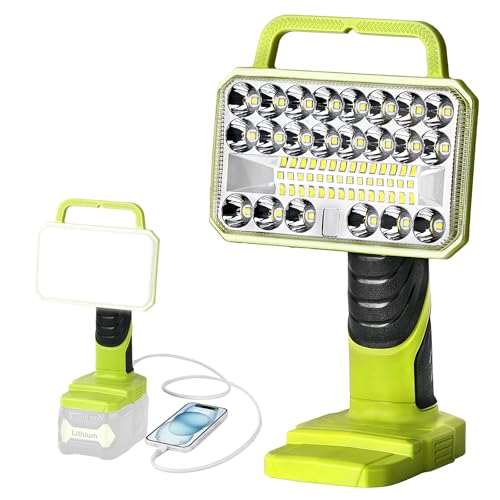 Image of Cordless LED Work Light for Ryobi 20V Battery, 2000LM Portable Handheld Flashlights Tool with USB Port and 3 Brightness Modes for Camping, Fishing, Job Site, Indoor & Outdoor Use
