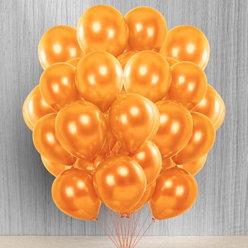 Image of Party Propz 25 Pcs Orange Balloons for Birthday Decoration | Orange Theme Birthday Decoration Items | Balloons for Birthday (Latex)