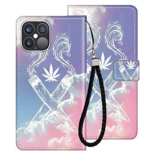 Cigar iPhone 12 Pro Max Wallet Case for Kickstand PU Leather Card Slot Magnetic Flip Wristlet Phone Cover iPhone 12 Pro Max Case Cigar