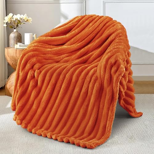 Exclusivo Mezcla Fleece Throw Blanket for Couch, Super Soft Striped...