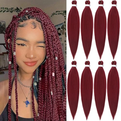 Burgundy Braiding Hair 30 Inch 8 Packs