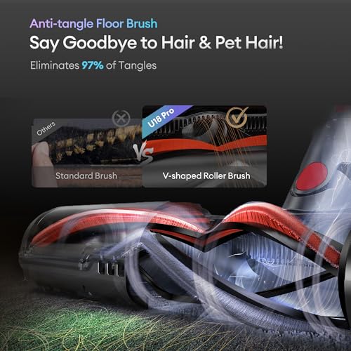 Image of Ultenic Cordless Vacuum Cleaner, 55KPA 600W 80Mins Stick Vacuum with Foldable Wand, Self-Standing, Touch Screen, Anti-Tangle Wireless Vacumm, Vacuum Cleaners for Home /Pet Hair /Carpets