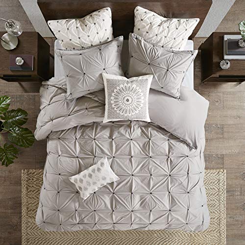Image of INK+IVY Sofia Mid Century Modern Cotton Square Decorative Pillow Sofa Cushion Lumbar, Back Support, 20 inchx 20 inch, Medallion Embroidery Grey